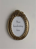 Gold oval frame with flowers - 6 x 4 inch opening