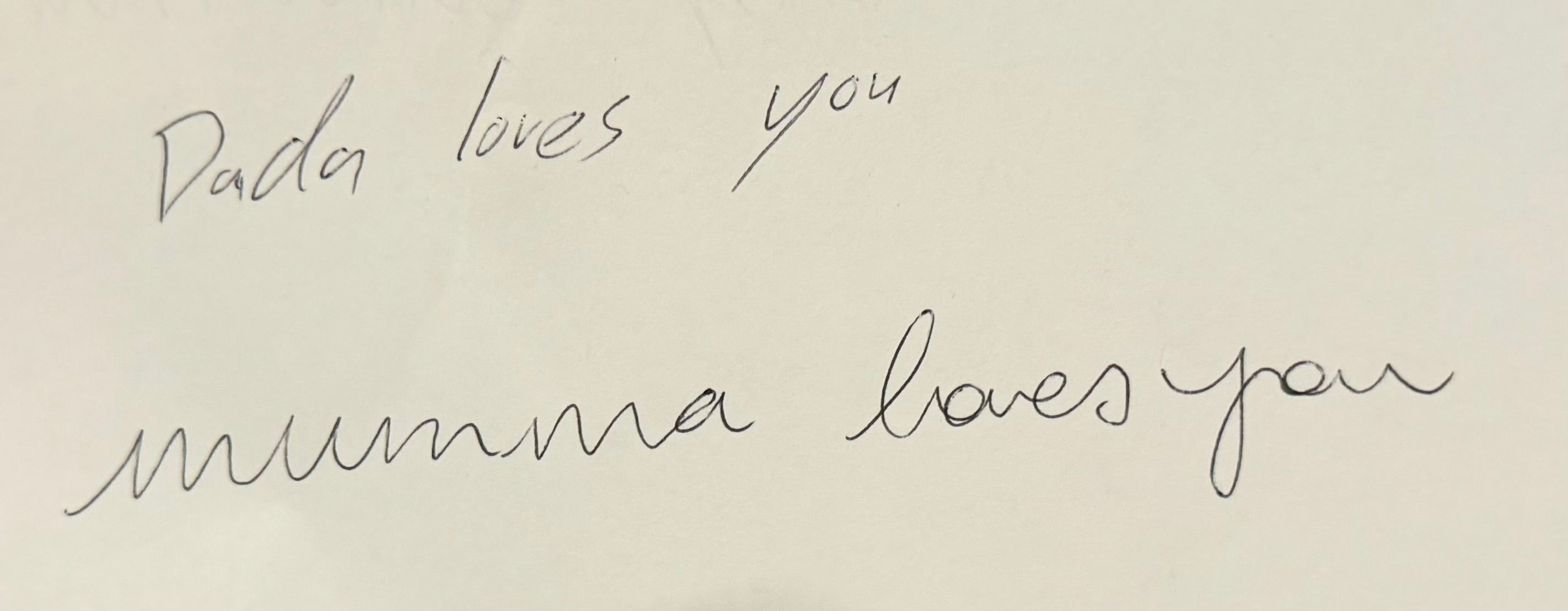 Hand embroidered handwritten note