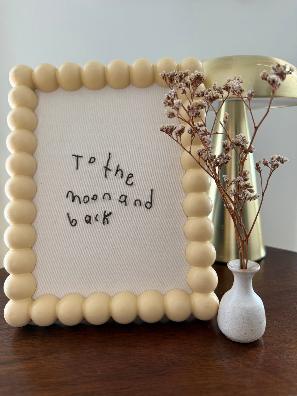 Hand embroidered handwritten note